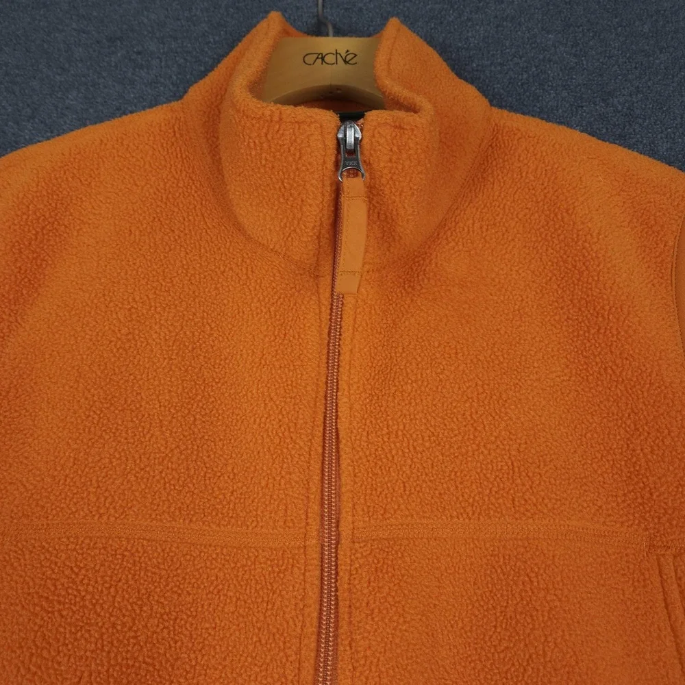 LL Bean Fleece Vest‎ Orange Full Zip Pockets Men's Size S Regular Outdoor